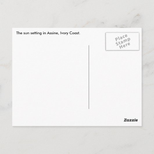 Carte Postale Coucher de soleil à Assinie, Côte d'Ivoire (Dos)