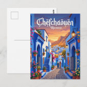 Carte Postale Coucher de soleil à Chefchaouen Maroc (Devant / Derrière)