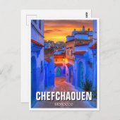 Carte Postale Coucher de soleil à Chefchaouen Maroc Voyage (Devant / Derrière)