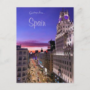 Carte Postale Coucher de soleil à Gran Vía Madrid Espagne
