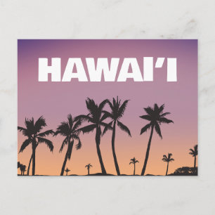 Carte Postale Coucher de soleil à Hawaï Palmier Dégradé Ciel Car