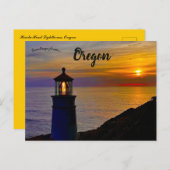 Carte Postale Coucher de soleil à Heceta Head Phare Oregon (Devant / Derrière)