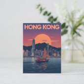 Carte Postale Coucher de soleil à Hong Kong (Debout devant)