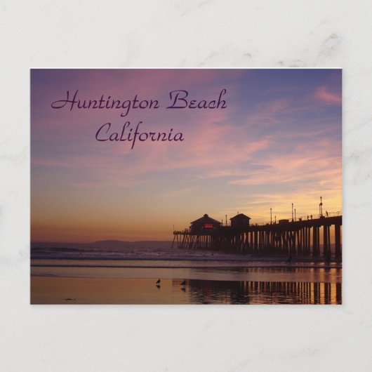Carte Postale Coucher de soleil à Huntington Beach Pier, Califor (Devant)