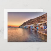 Carte Postale Coucher de soleil à Klima de Milos, Grèce (Devant / Derrière)