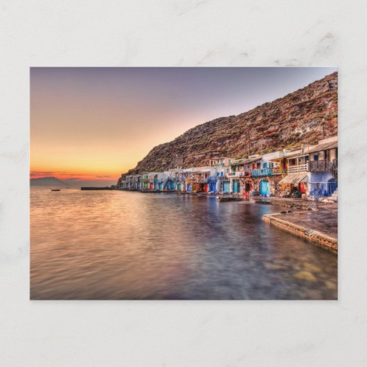 Carte Postale Coucher de soleil à Klima de Milos, Grèce (Devant)