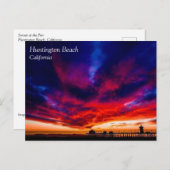 Carte Postale Coucher de soleil à la jetée, Huntington Beach, CA (Devant / Derrière)