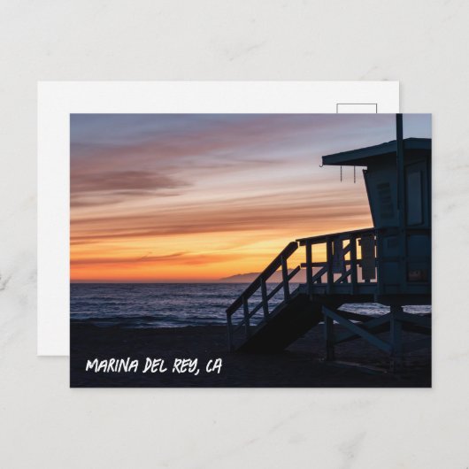 Carte Postale Coucher de soleil à l'heure dorée - Marina Del Rey (Devant / Derrière)