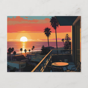 CARTE POSTALE COUCHER DE SOLEIL À PÈRE NOËL MONICA #1