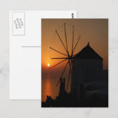Carte postale coucher de soleil à Santorin (Devant / Derrière)