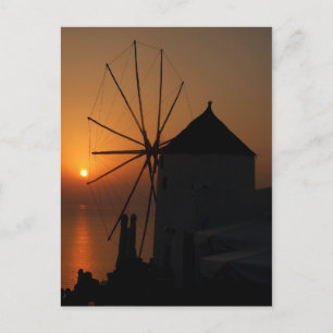 Carte postale coucher de soleil à Santorin