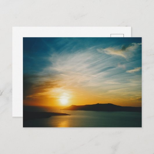 Carte Postale coucher de soleil à Santorin, Grèce (Devant / Derrière)