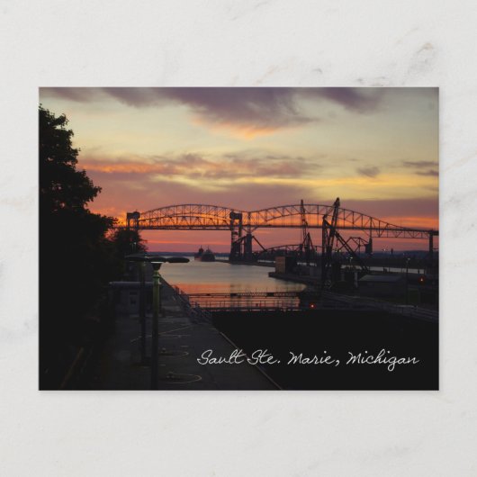 Carte Postale Coucher de soleil à Soo Locks (Devant)