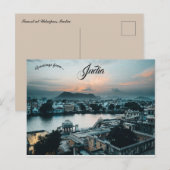 Carte Postale Coucher de soleil à Udaipur Inde (Devant / Derrière)