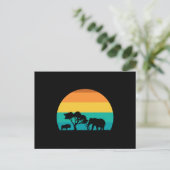 Carte Postale Coucher De Soleil Africain Avec Elephant Et Gnu Re (Debout devant)