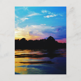 Carte Postale Coucher de soleil arc-en-ciel sur le lac de montag