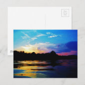 Carte Postale Coucher de soleil arc-en-ciel sur le lac de montag (Devant / Derrière)