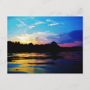 Carte Postale Coucher de soleil arc-en-ciel sur le lac de montag