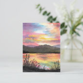 Carte Postale Coucher de soleil au bord du lac (Debout devant)