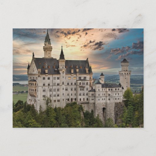 Carte Postale Coucher de soleil au château de Neuschwanstein, Al (Devant)