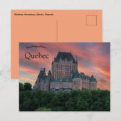 Carte Postale Coucher de soleil au Chateau Frontenac Québec Cana (Devant / Derrière)