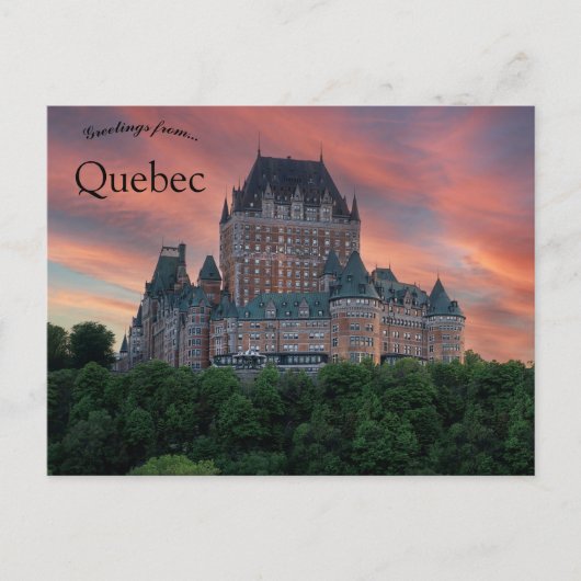 Carte Postale Coucher de soleil au Chateau Frontenac Québec Cana (Devant)