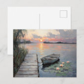 Carte Postale Coucher de soleil au-dessus d'un bateau à moteur s (Devant / Derrière)