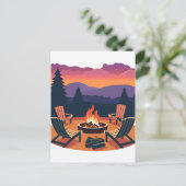 Carte Postale Coucher de soleil au feu de camp (Debout devant)