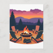 Carte Postale Coucher de soleil au feu de camp (Devant)