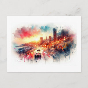 Carte Postale Coucher de soleil au Grand Prix de Monaco,