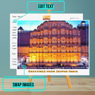 Carte Postale Coucher de soleil au Hawa Mahal à Jaipur Inde