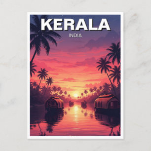 Carte Postale Coucher de soleil au Kerala en Inde