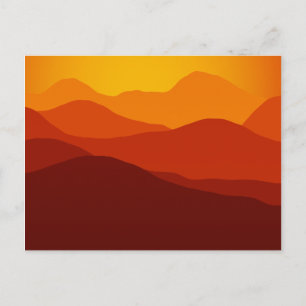 Carte Postale Coucher de soleil aux tons orange sur silhouettes