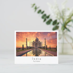 Carte Postale Coucher de soleil avec Taj Mahal Agra, Inde