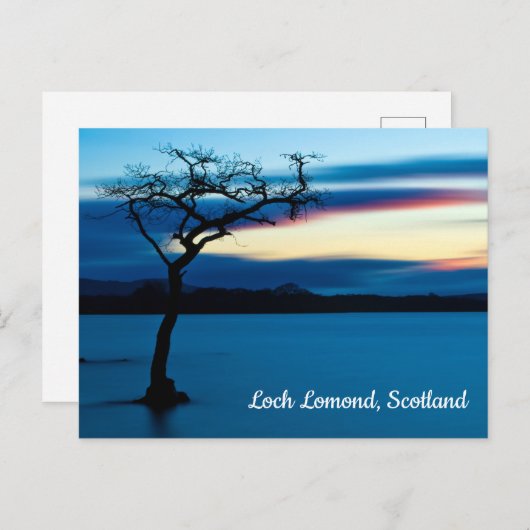 Carte Postale Coucher de soleil bleu sur Loch Lomond, Ecosse Car (Devant / Derrière)