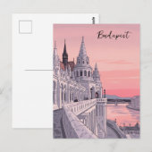 Carte Postale Coucher de soleil Budapest Hongrie Pêcheur Bastion (Devant / Derrière)
