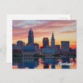 Carte Postale Coucher de soleil Cleveland Ohio Skyline (Devant / Derrière)