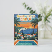 Carte Postale Coucher de soleil Corfou Grèce Voyage (Debout devant)