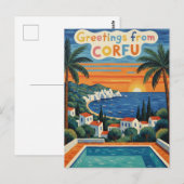 Carte Postale Coucher de soleil Corfou Grèce Voyage (Devant / Derrière)