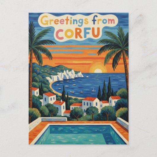 Carte Postale Coucher de soleil Corfou Grèce Voyage (Devant)