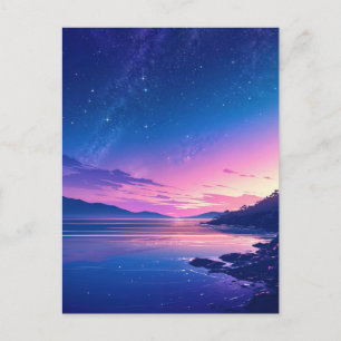 Carte Postale Coucher de soleil côtier sous une nuit étoilée vib