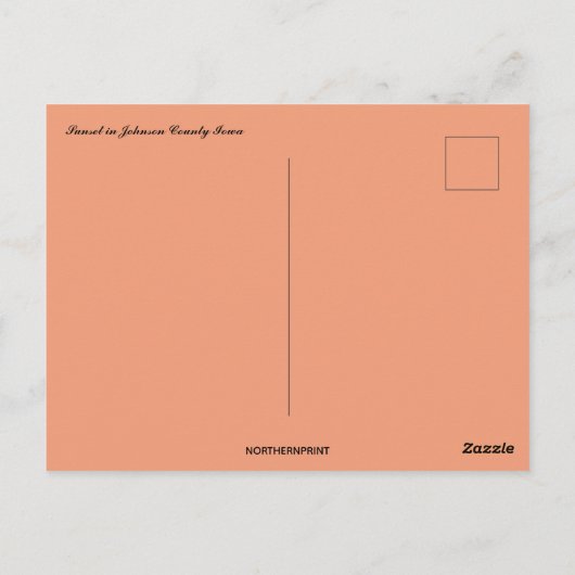 Carte Postale Coucher de soleil dans le comté de Johnson Iowa Ét (Dos)