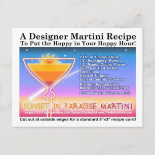 Carte Postale Coucher de soleil dans Paradise Martini Recette Ca
