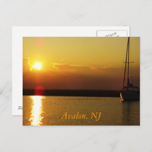 Carte Postale Coucher de soleil d'Avalon (Devant / Derrière)