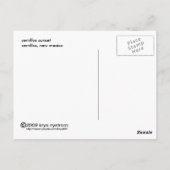 Carte Postale coucher de soleil de cerrillos (Dos)