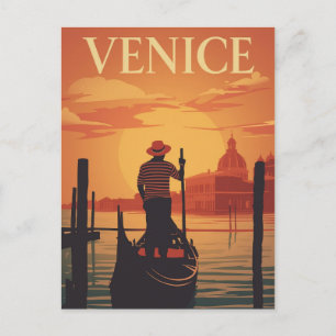 Carte Postale Coucher de soleil de la Gondola de Venise