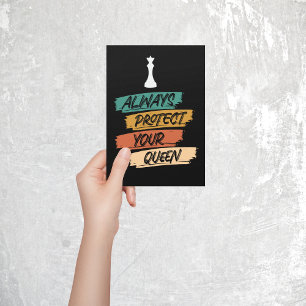 Carte Postale Coucher de soleil de la reine d'échecs Vintage uni