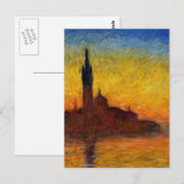 Carte Postale Coucher de soleil de Monet Venise Impressionnisme (Devant / Derrière)