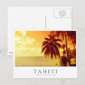 Carte Postale Coucher de soleil de palmier à Tahiti, Polynésie f (Devant / Derrière)