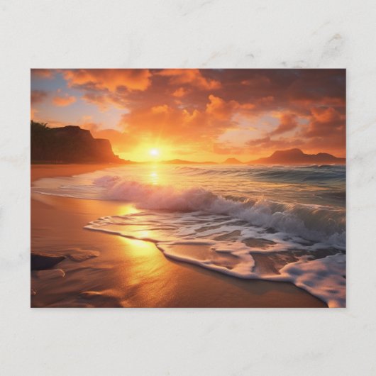 Carte Postale Coucher de soleil de plage tropical (Devant)